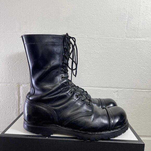 Corcoran Black Leather Military Jump Combat Boots Cap Toe Lace up Men's Size 9 D - Picture 3 of 13